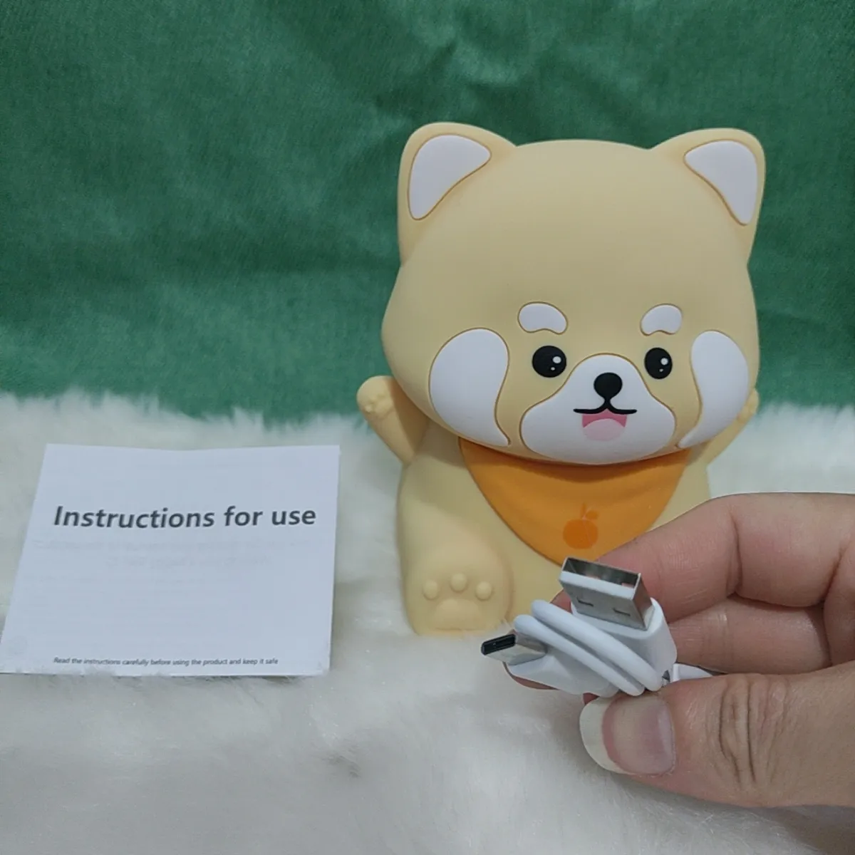 cute raccoon silicone night light rechargeable LED bedside lamp