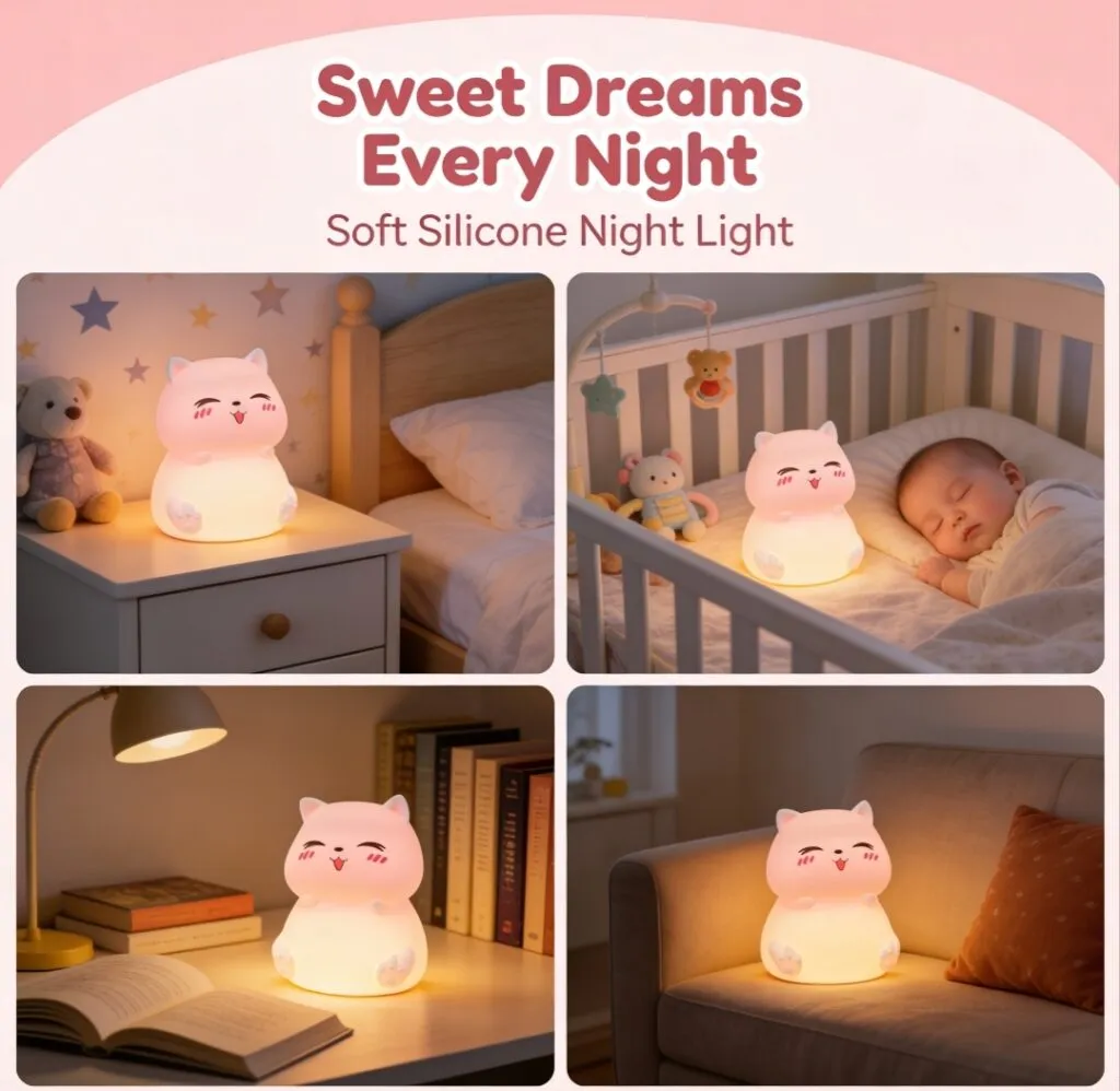 baby cat night light tap control function