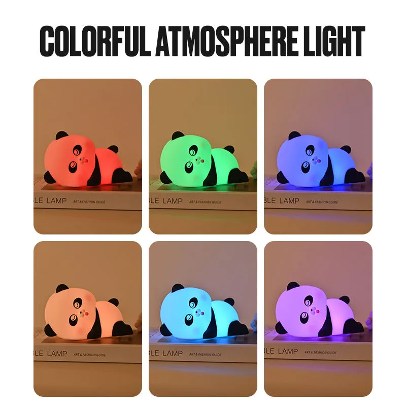 panda silicone night light 7 color with timer