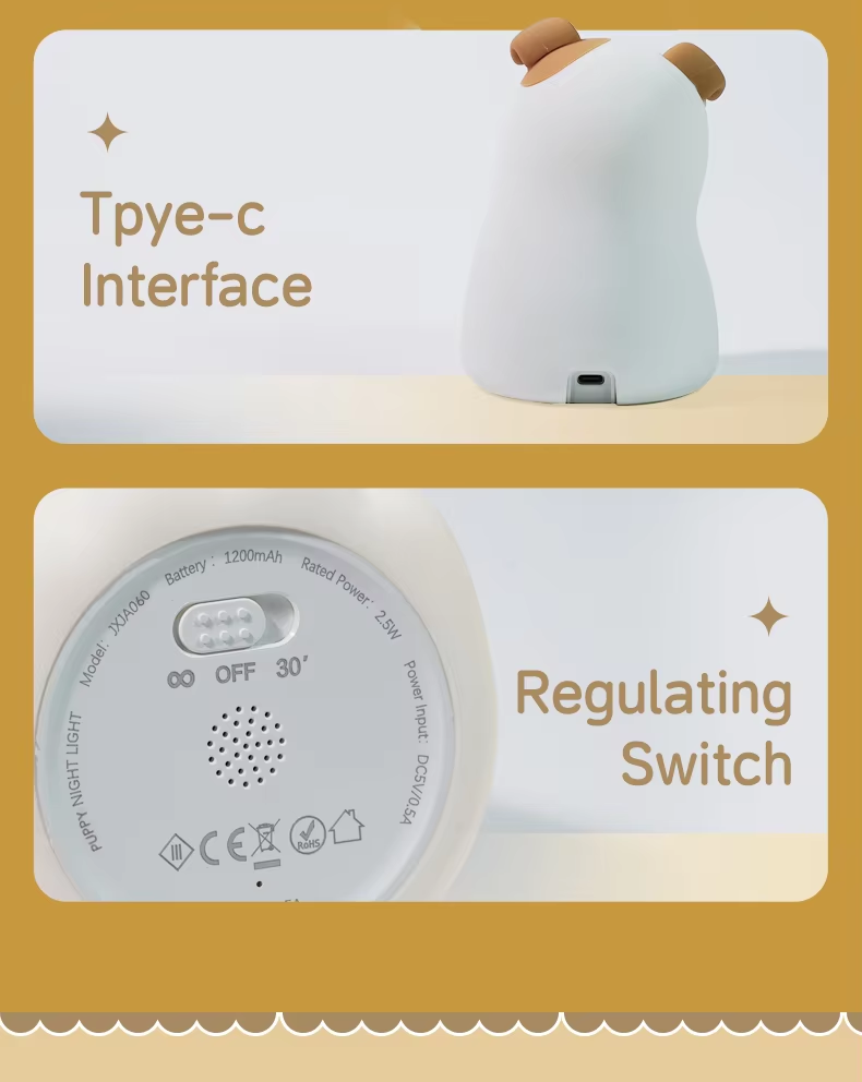 kids dog night light tap control function