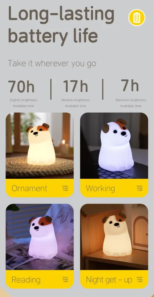 soft silicone dog lamp for gift shop